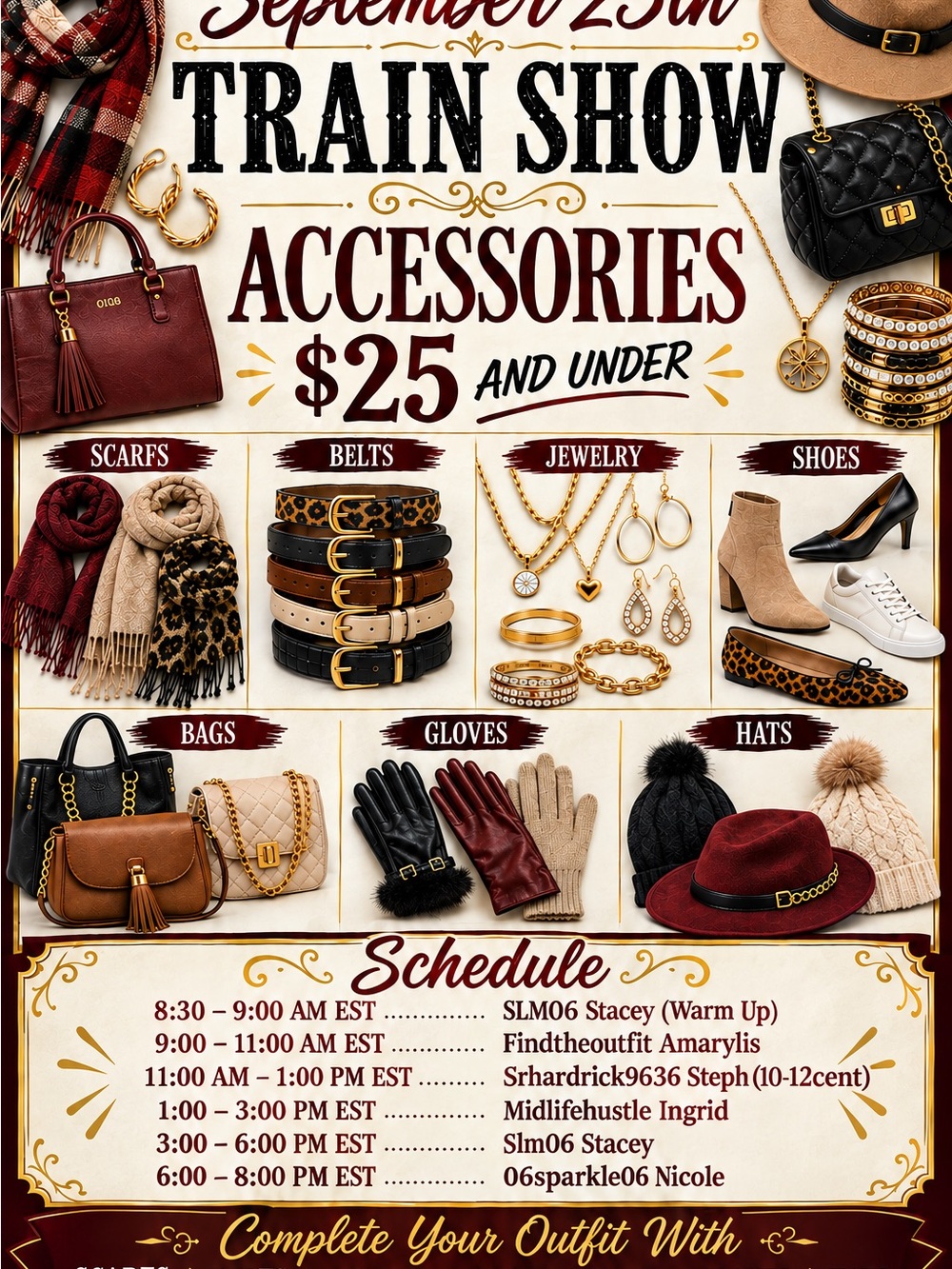 All Accessories Train Show Schedule!!